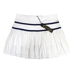 L'etoile Sport A-Line Pleated Skort Skirt Tennis White & Navy Blue Size XL